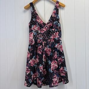 Y2K Betsy Johnson Womens Whimsical Baby Doll Geometric Floral Mini Dress Size 10